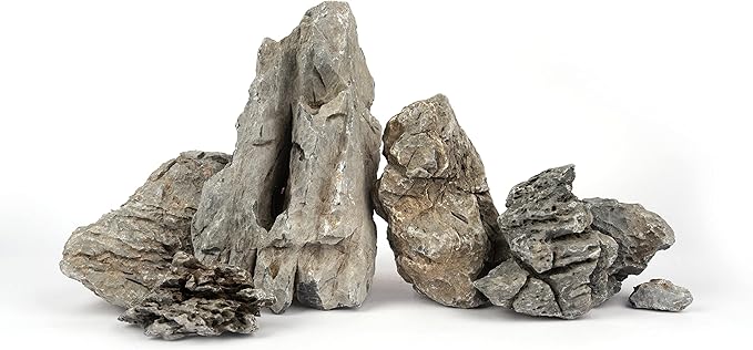 LANDEN Seiryu Stones Natural Rocks (17lbs, 3~11 inches,7-8pcs) for Aquarium, Paludarium, Terrariums, Landscaping Rocks, Aquascaping