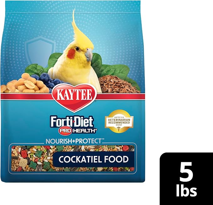 Kaytee Forti-Diet Pro Health Nourish+Protect Cockatiel Food, Comprehensive Nutrition Backed by Science, Digestive Health, Immune Support, 5 pounds