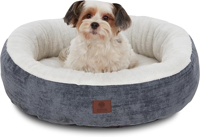 AMERICAN KENNEL CLUB 23" Mason Fabric Round Pet Bed - Stylish Washable Dog Bed with Non-Slip Bottom, Plush Sleeping Surface - for Cats, Small Breeds
