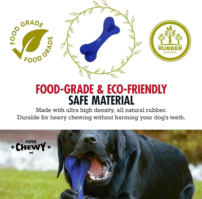 Tuff Pupper SuperChewy Tough Dog Bone Toy | Lifetime Replacement | Strong Natural Rubber | Great Dog Fetch Toy | Chew Toys for Dogs | Ultra Durable Chew Toys for Moderate Chewers | Large Breed Tested