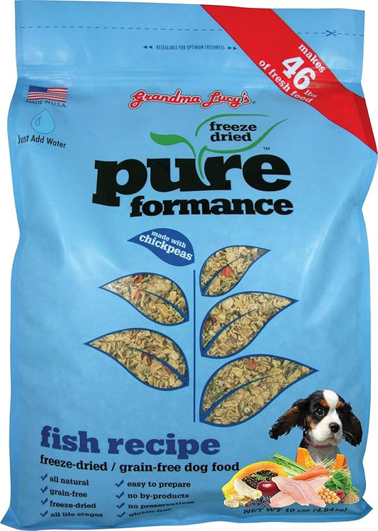 Grandma Lucy's PUREformance Dog Food, Grain Free and Freeze-Dried - Fish, 10 Pound Bag