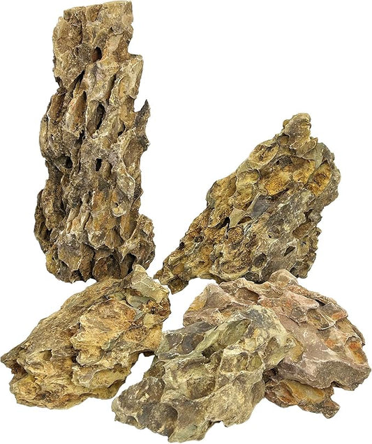 Hamiledyi 5 PCS Natural Aquarium Rocks 2" to 9" Dragon Stone Aquarium Decor Rocks Aquascape Rocks Landscaping Model for Fish Tank Terrariums Vivariums