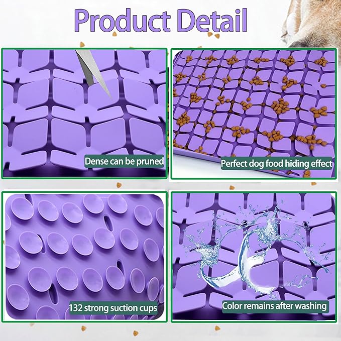 Silicone Snuffle Mat for Large Dogs,Slow Feeder Lick Mat for Pet Slow Down Eating,Encourages Natural Foraging Skill,Relieving Stress,Interactive Feed Game Toy for All Breed Dogs