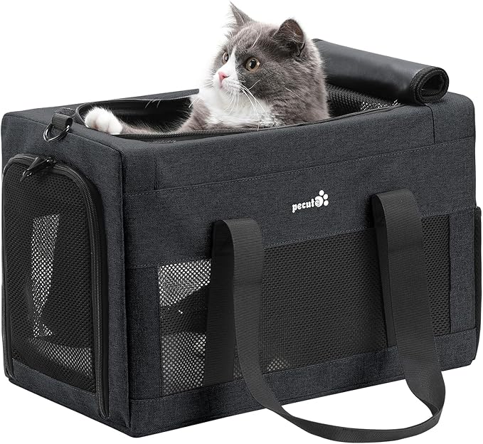 Airline Approved Cat Carrier, Pet Carrier Soft-Sided, Portable Dog Carrier with Stable Structure, TSA Approved Pet Carrier for Pets Less Than 12lbs, Cat Carrier Bag Suitable for Travel, Dark Gray