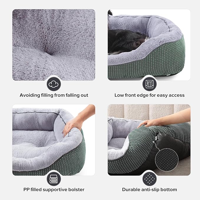 INVENHO Small Dog Bed Orthopedic Warming Soft Calming Sleeping Durable with Anti-Slip Bottom