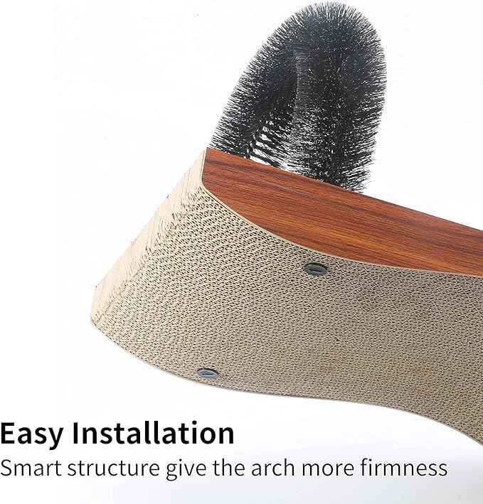 FUKUMARU Cat Self Groomer, 2.0 Version Cat Arch Face Scratcher with Scratcher Pad, Cats Back Grooming Massager Toy Brush for Indoor Kitten and Small Dog