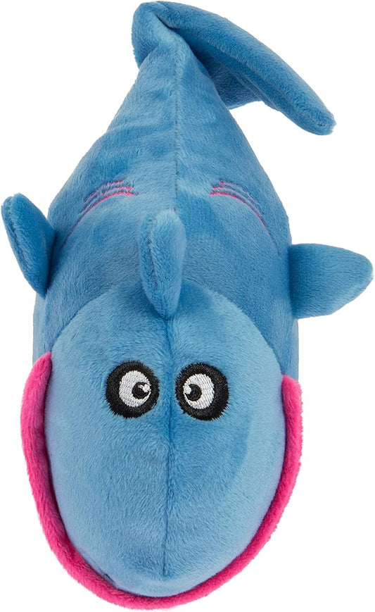 goDog Action Plush Shark Animated Squeaky Dog Toy, Chew Guard Technology - Blue, One Size