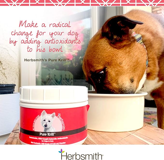 Herbsmith Pure Krill - Wild-Caught Antarctic Krill - Just 1 Ingredient - Astaxanthin for Dogs - Ready-to-Use Omega 3s – Alternative to Krill Oil for Dogs - 150g