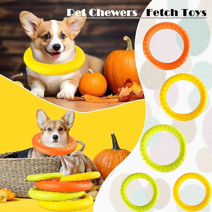 5 Pack Dog Training Ring Toys for Aggressive Chewers Medium Large Breeds Flying Disc Dog Floating Ring for Fetching Catching Throwing Teeth Cleaning Indestructible Pull Toy Outdoor (2 Size)