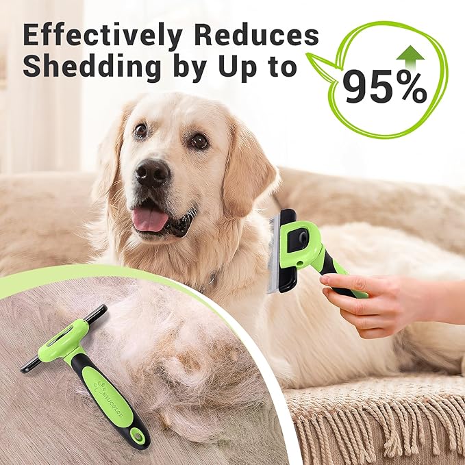 MIU COLOR Pet Grooming Brush, Deshedding Tool for Dogs & Cats, Effectively Reduces Shedding by up to 95% for Short Medium and Long Pet Hair，Apple Green