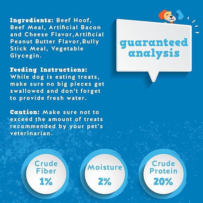 Jack&Pup Filled Cow Hooves for Dogs, Cow Hoofs for Dogs, Natural Dog Chews, Stuffed Bones (Bacon and Cheese Flavor) 5 Pack