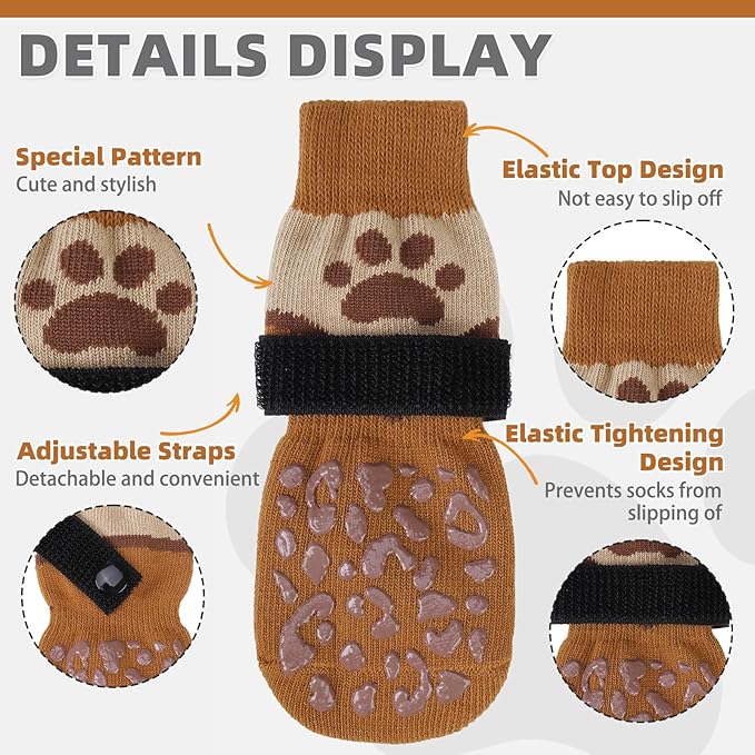 KOOLTAIL Dog Socks for Hot/Cold Pavement to Prevent Licking Paws Scratching,Anti Slip Pet Boots&Paw Protector for Hardwood Floors,Traction Control Grip Booties for Small Medium Large Senior Dogs M