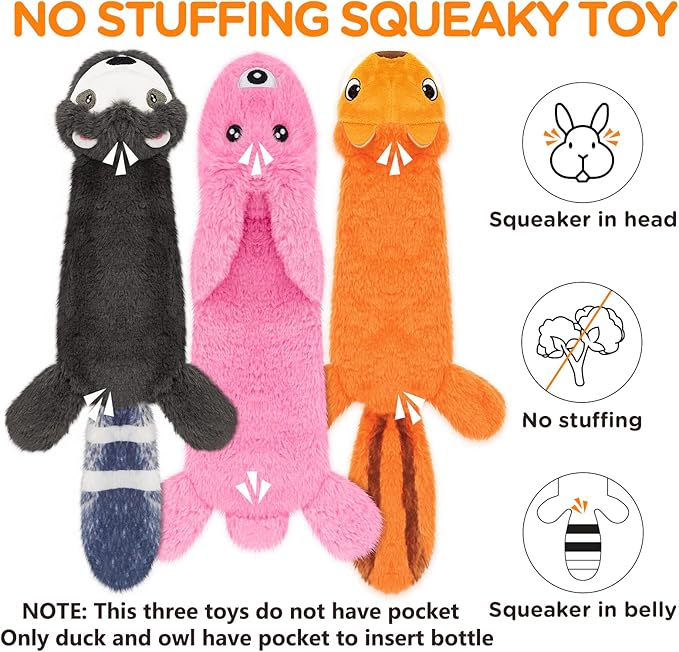 FIREOR Dog Squeak Toys, No Stuffing Plush Crinkle Water Bottle Dogs Chew Toy for Small Medium Large Breed Chewer Squeaky Tough Durable Puppy Teething Chewing Interactive Keep Them Busy Birthday Gifts