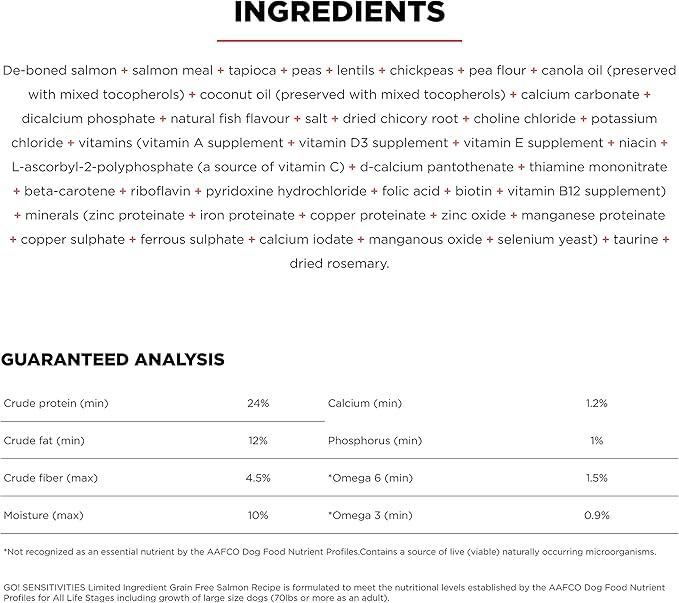 Go! Solutions Sensitivities Limited Ingredients, Grain-Free Dry Dog Food, Salmon Recipe for Sensitive Stomach, 3.5 lb Bag