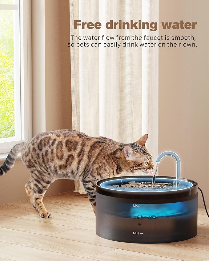 Cat Water Fountain: 108oz/3.2L Cat Fountain Super Silent Pet Water Fountain - Water Fountains for Cats Indoor - Faucet Cat Fountain- Suitable for Cats and Dogs - with 6 Filters & 3 Sponges
