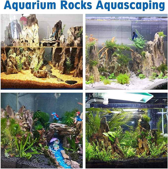 Hamiledyi 5 PCS Natural Aquarium Rocks 2" to 9" Dragon Stone Aquarium Decor Rocks Aquascape Rocks Landscaping Model for Fish Tank Terrariums Vivariums