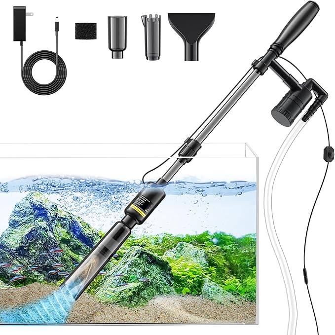 Fish Tank Cleaner - Aquarium Gravel Cleaner, 530GPH/32W Electric Fish Tank Cleaning Tools, Adjustable Water Flow Aquarium Cleaner Kit, Turtle Tank Gravel Cleaner Vacuum for Wash Sand, Water Changing