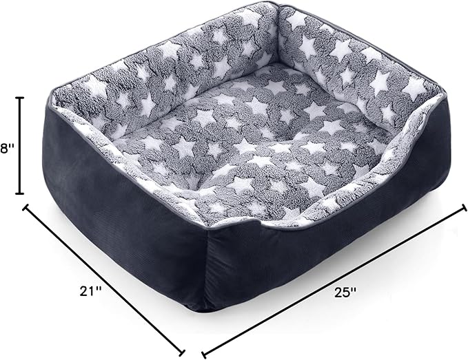 GASUR Dog Beds Small Plus Size, Small Dog Bed Washable, Orthopedic Pet Sofa Bed, Pet Cuddler Anti-Slip Bottom, Soft Calming Sleeping Warming Puppy Bed (S Plus (25"x 21"x 8"), Black)