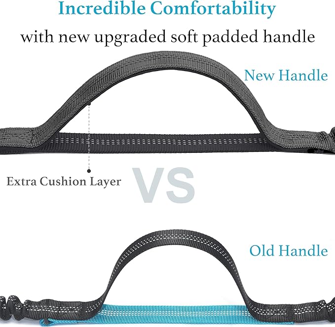 iYoShop Retractable Hands Free Dog Leash - Dual Handle Bungee Waist Leash for Small, Medium and Large Dogs (Medium/Large, 25-150 lbs, Grey)