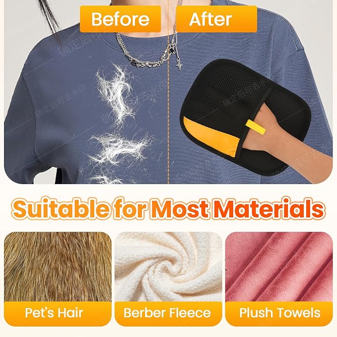 Pet Hair Remover Glove Reusable Electrostatic Cat Dog Hair Removal Grooming Brush Cat Grooming Gloves for Couch, Furniture, Carpet, Curtain