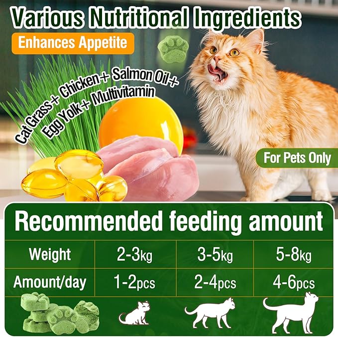 Freezed Drying Cat Grass Treats, Cat Grass Teething Sticks Cats Snacks for Hairball Removal and Dental Care