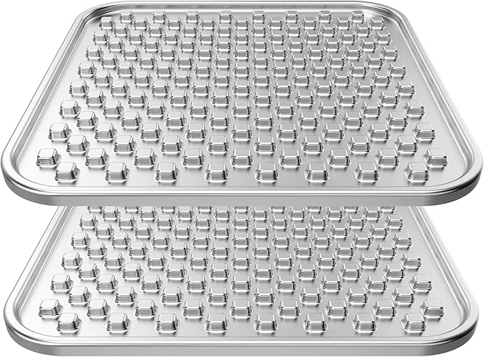 Double Layer Stainless Steel Lick Mat for Dogs & Cats, Chew-Proof & Non-Slip, Anxiety Relief, Whisker Friendly, Dishwasher-Safe Slow Feeder Pad[2Pack]