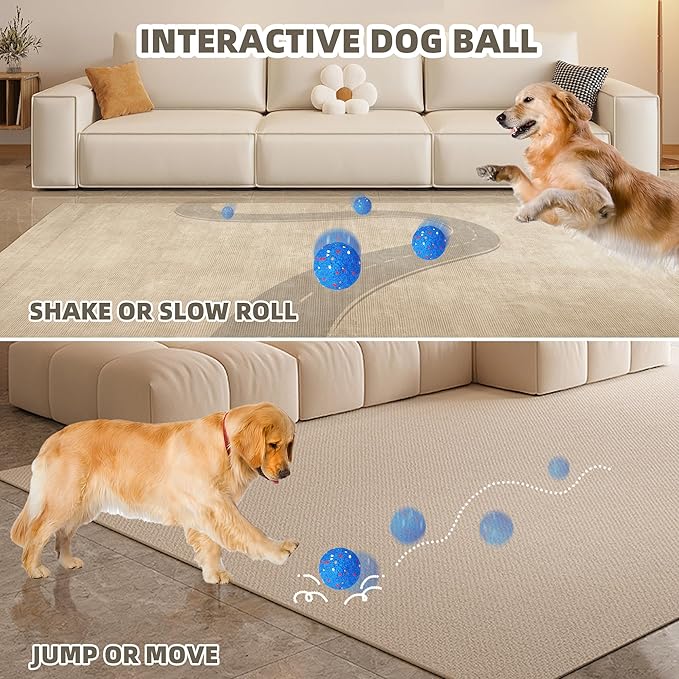 Smart Interactive Dog Toy Ball,Moving Bouncing Dog Ball, E-TPU Material, IPX4 Waterproof, Active Rolling Balls for Small Medium and Large Dogs