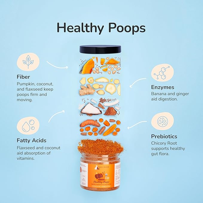 kin+kind Organic Pumpkin Powder for Dogs & Cats for Healthy Poop - Made in USA - Natural Pumpkin Powder Formula w/Flax Seed, Ginger, Turmeric & Coconut - Nutritional Supplement - Large 8oz