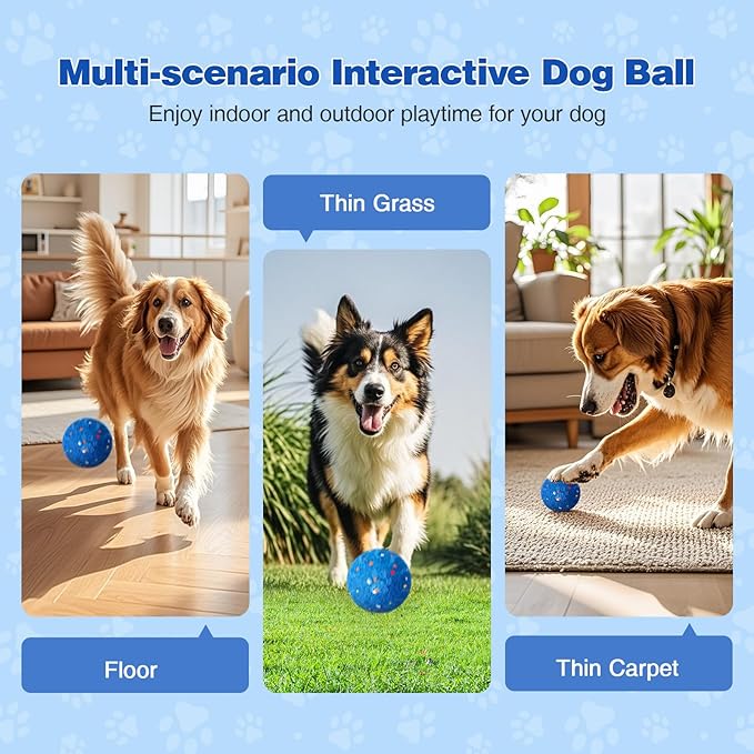 Interactive Dog Ball, Smart Interactive Dog Toys for Medium and Large Dogs, Automatic Moving Pet Ball with E-TPU Material, Rechargeable Bouncing Rotating Vibrating Dog Toy to Keep Them Busy