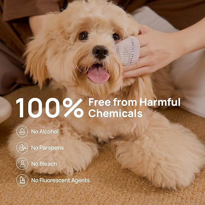 HICC PET Eyes Wipes for Dogs & Cats - Gently Remove Tear Stain, Debris, Discharge, Crust, Pet Cleaning Grooming Deodorizing Wipes Wash Cleaner for Eyes, Wrinkle, Face (Blueberry&Probiotic Scent)