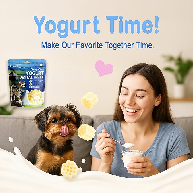 KI-You Mongolian Yogurt for Dogs – Soft Honeycomb Shape for Advanced Dental Care, Probiotic & Prebiotic Rich for Gut Health, for Sensitive Gums (Chew - Long Type)