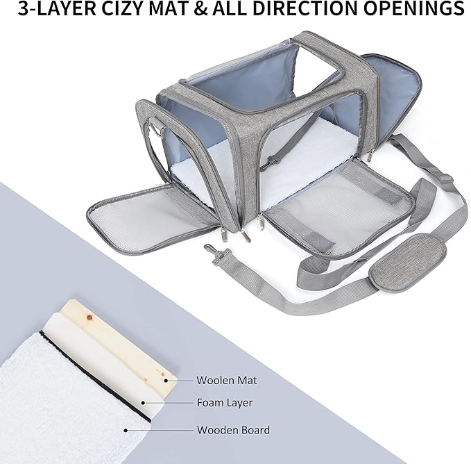 Mile High Life | Outdoor Travel Pet Carrier | Kitty Puppy Cat Carriers | Collapsible Dog Carrier for Small Medium Dogs | Cat Crates w Breathable Mesh with Soft-Sided (Grey, Medium)