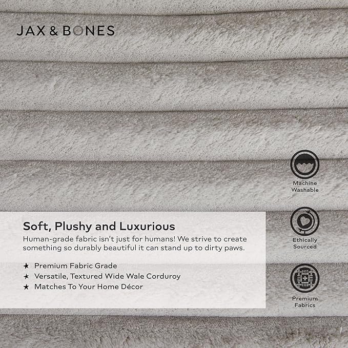 Jax & Bones Dog Napper - Luna Grey Machine Washable Bed for Dogs - Extra Heavy Duty Bolstered Sides - Small Grey Dog Mat | 24 x 21 Inches
