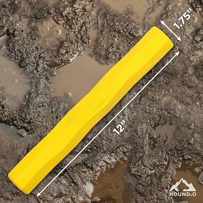 Playology Hound2O Outdoor Dog Toys | Treater Toy Fetch Stick for Dogs | Bright Yellow Rubber Toy Chew Stick | Easy to Clean, & Made from Non-Toxic Materials