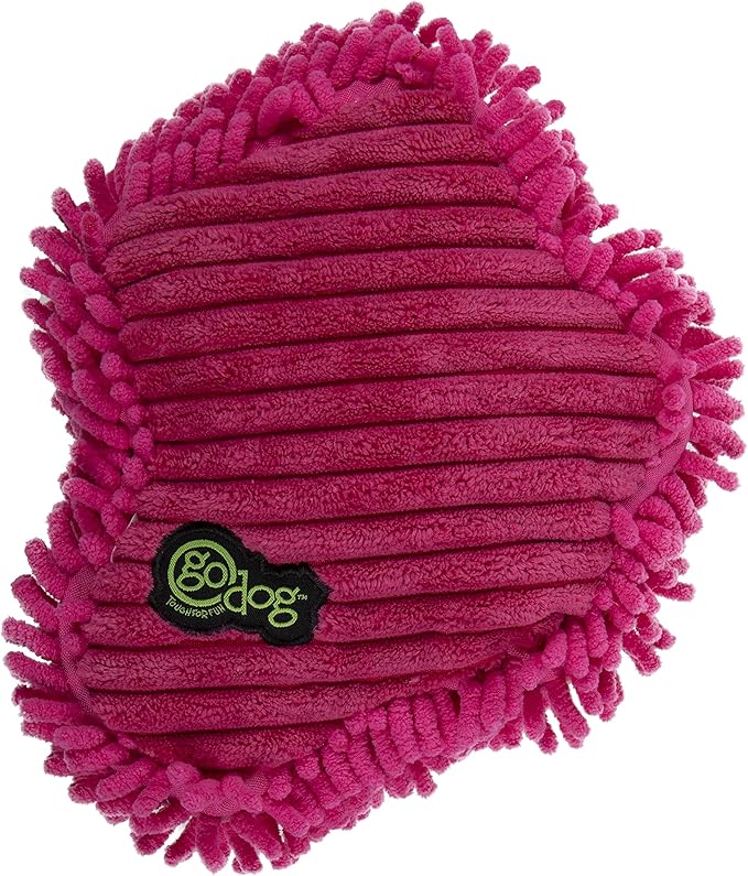 goDog PlayClean Germs Squeaky Plush Dog Toy with Odor-Eliminating Essential Oils, Chew Guard Technology - Pink, Large