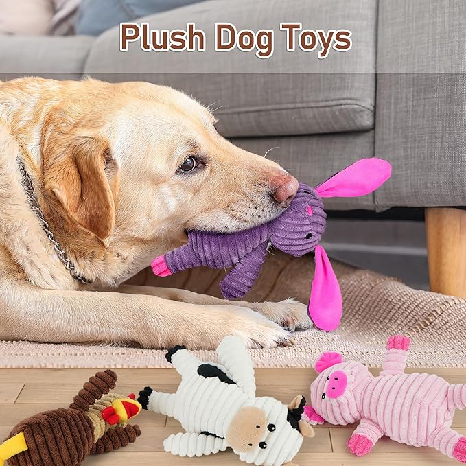 Prime Pets Dog Toys, 5 Pack, Plush Dog Squeaky Toys, Assortment Value Bundle Animal Pet Toy for Small Medium Large Dogs, Stuffed Puppy Chew Toy