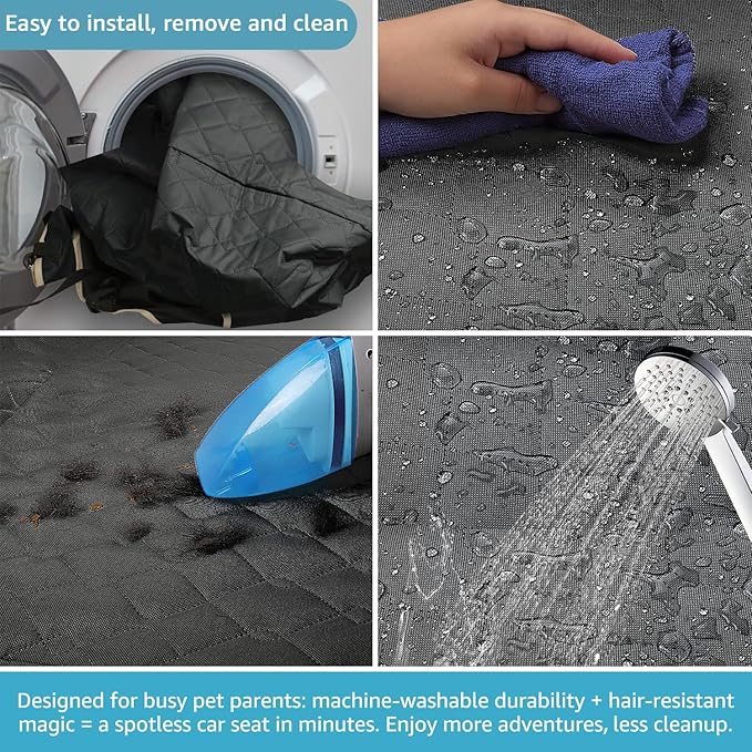 Lassie Dog Car Seat Covers for Back Seat, Waterproof Dog Car Hammock with Mesh Window Durable Scratch Proof Nonslip Pet Carseat Covers Universal Fit Protector for Cars, Trucks & SUVs