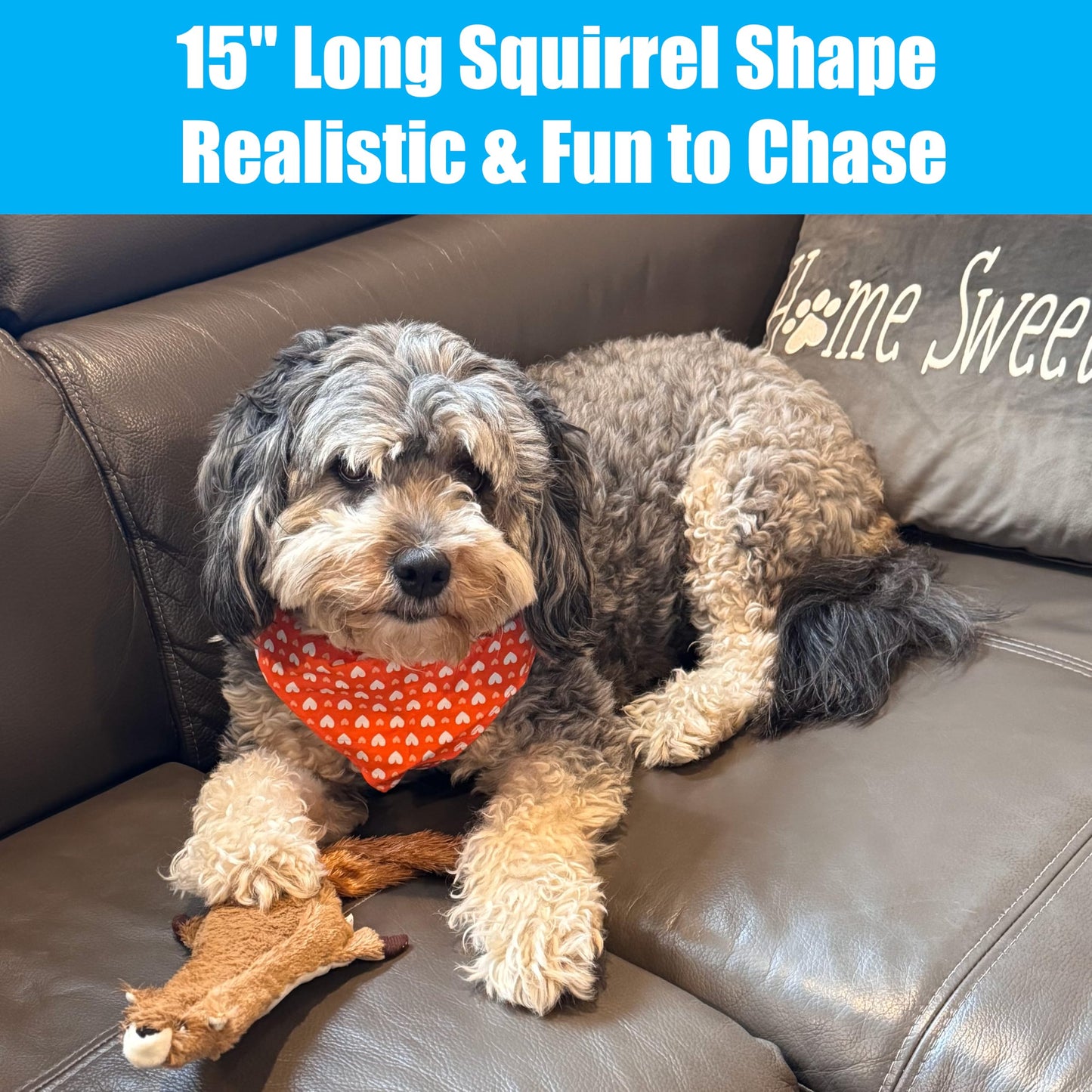 SPOT Skinneeez Plus Squirrel - Stuffing Free Dog Toy with Two Piece Rubber Body and Two Squeakers, Fun to Bite, Stuffingless Design is Great for Moderate Chewers, Tug Toy for Puppies & Dogs - 15in