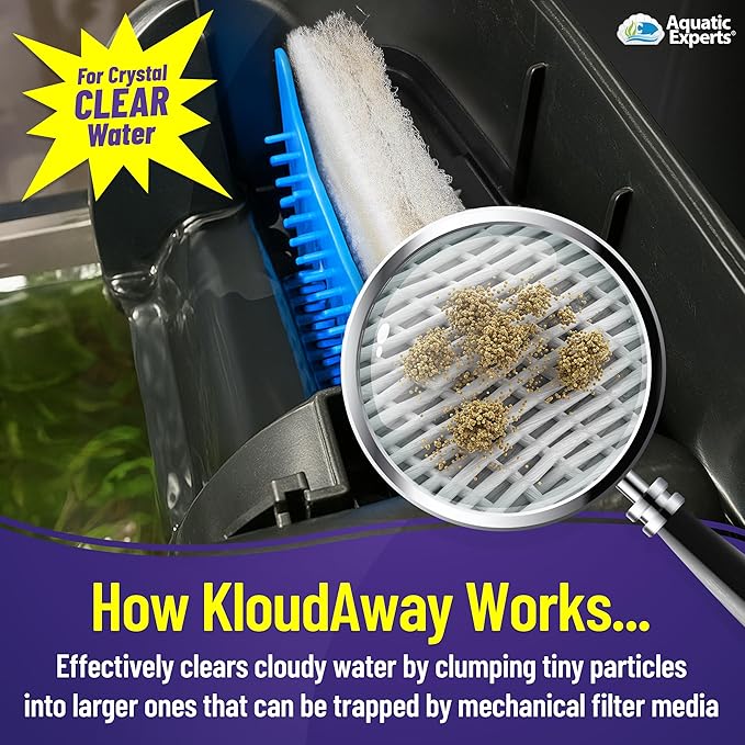 KloudAway Freshwater Aquarium Water Clarifier - Clears Cloudy Water, Water Clarifier for Fish Tank, Made in USA, Aquatic Experts, (500 ml)