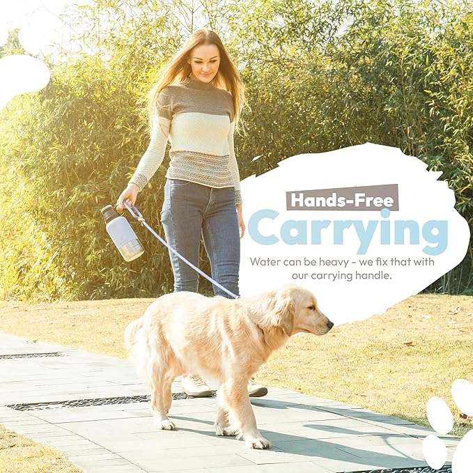 Stainless Steel Insulated Water Bottle with 2 Removable Water Bowls for Dogs – Leak-Proof Portable Dog Water Bottle - Travel Accessories for Dogs - 32oz - Blue