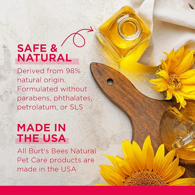 Burt's Bees for Pets Anti-Hairball Wipes for Cats with Sunflower Oil and Wheat Germ Oil, 98% Natural Origin Formulas, Cat Hairball Remedy, Cat Wipes for Hairballs, Cat Hairball Wipes, 50ct