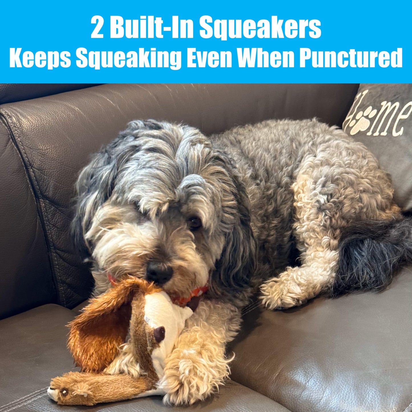 SPOT Skinneeez Plus Squirrel - Stuffing Free Dog Toy with Two Piece Rubber Body and Two Squeakers, Fun to Bite, Stuffingless Design is Great for Moderate Chewers, Tug Toy for Puppies & Dogs - 15in