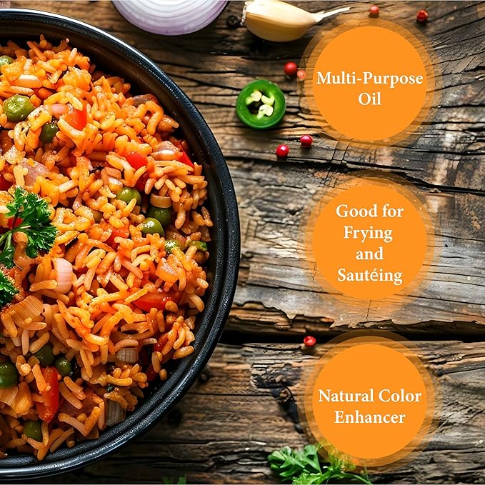 Ghana Heritage 100% Red Palm Oil 67.63 Fl Oz – Pure Red Palm Oil for Cooking – Natural African Palm Fruit Oil, Authentic Pure Red Oil for Stews, Sauces, and More, 2 Liter Bottle