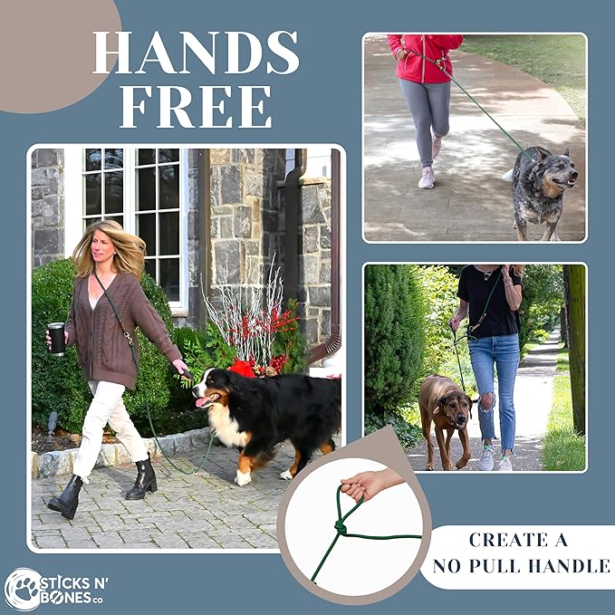 Hands Free Dog Leash, Waist Leash for Dog Walking, Crossbody, Multifunctional, Dog Lead, Running, Pink Adjustable Lead 4.3ft - 7.5ft, Double Lead for 2 Dogs, Dual Handle, Dog Training, 3/8" (10mm).