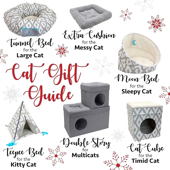 Kitty City Large Cat Tunnel Bed, Cat Bed, Pop Up Bed, Cat Toys, White