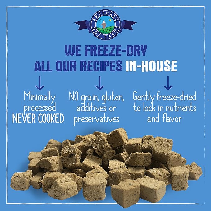 Freeze Dried Raw Dog Food, Fish Medley Recipe, All Natural, No Synthetics, Made in USA with Goat's Milk & Organic Produce, High Protein, Complete Meal (14oz)