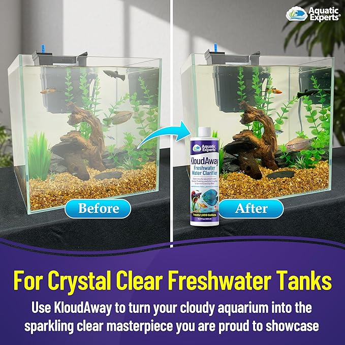 KloudAway Freshwater Aquarium Water Clarifier - Clears Cloudy Water, Water Clarifier for Fish Tank, Made in USA, Aquatic Experts, (500 ml)