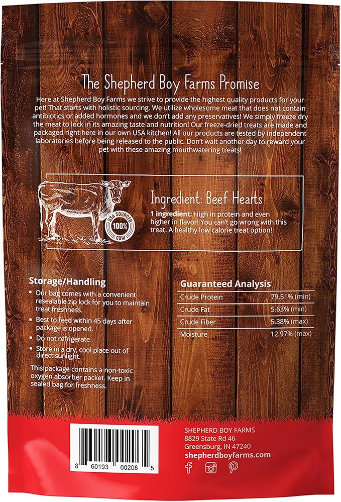 Freeze Dried Dog and Cat Treats, Beef Heart, All Natural Single Ingredient Freeze-Dried Dog Treat & Snacks, Made in USA, High Protein, Essential Nutrition of Raw Food, 3oz