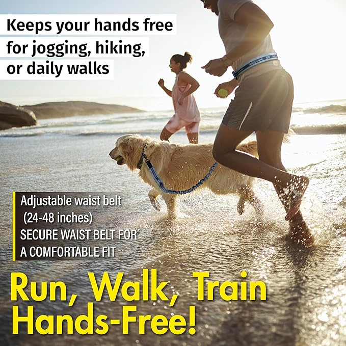 Hands Free Dog Leash with Waist Belt Lifetime Replacement, Dual Handle Bungee Leash for Running, Jogging, Hiking and Walking, for Medium and Large Dogs 5318