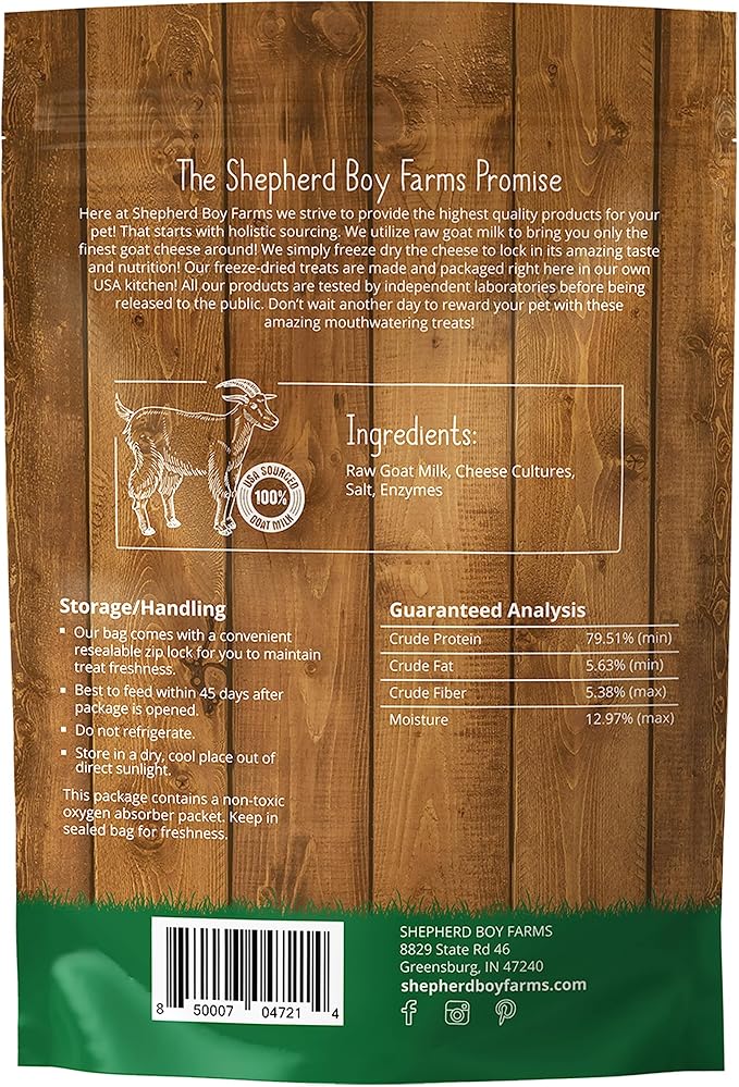 Freeze Dried Dog and Cat Treats, Goat Cheese, All Natural Single Ingredient Freeze-Dried Dog Treat & Snacks, Made in USA, High Protein, Essential Nutrition of Raw Food, 3oz